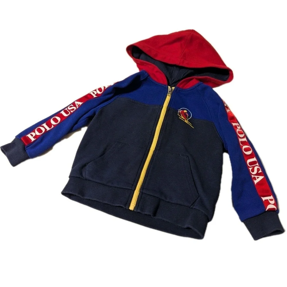 Ralph Lauren Toddler Baby‎ Kids Ski Hoodie Sweatshirt Jacket USA Blue Size 24M